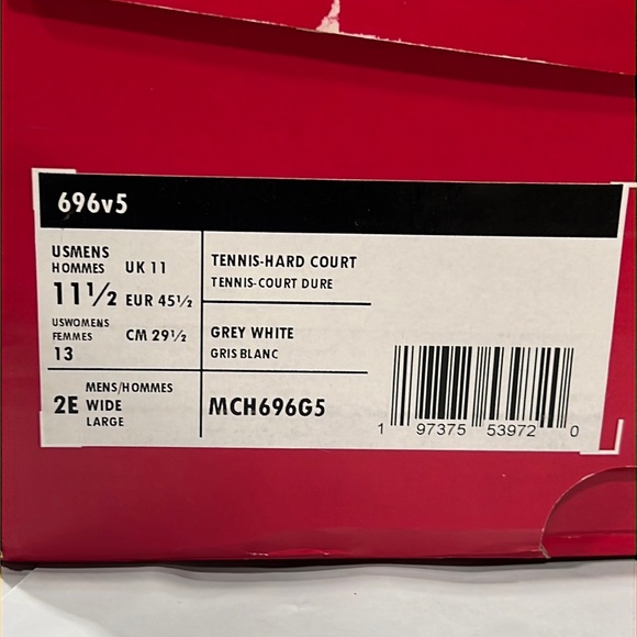 NIB - New Balance Men's 696v5 Tennis Shoes, Grey/ White - Size 11.5 - Picture 10 of 11